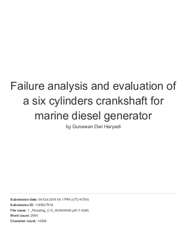 (PDF) Failure analysis and evaluation of a six cylinders crankshaft for