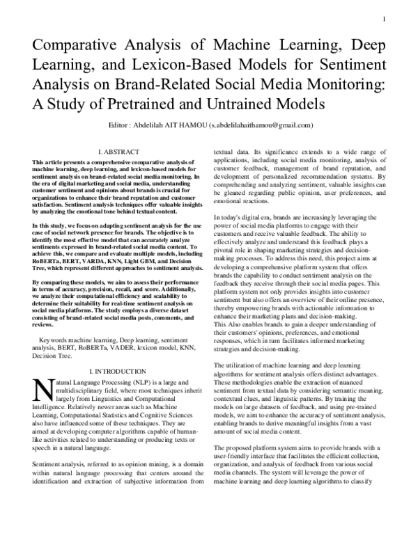 (PDF) Comparative Analysis of Machine Learning, Deep Learning, and ...