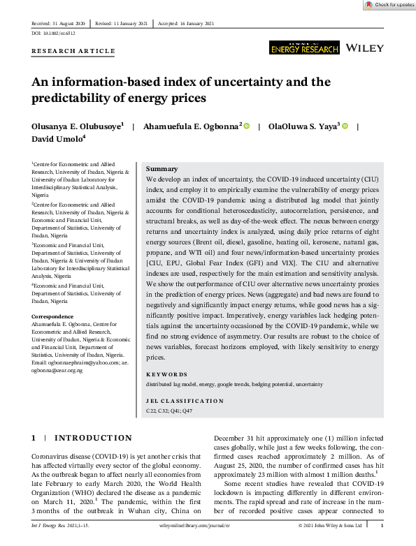 (PDF) An information-based index of uncertainty and the predictability ...