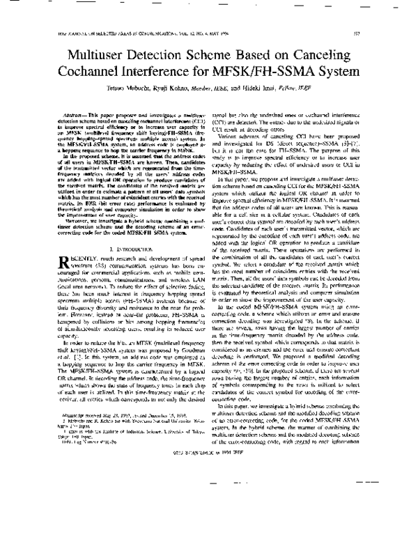 (PDF) Multiuser detection scheme based on canceling cochannel ...