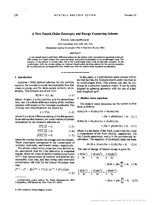 (PDF) A New Fourth-Order Enstrophy and Energy Conserving Scheme