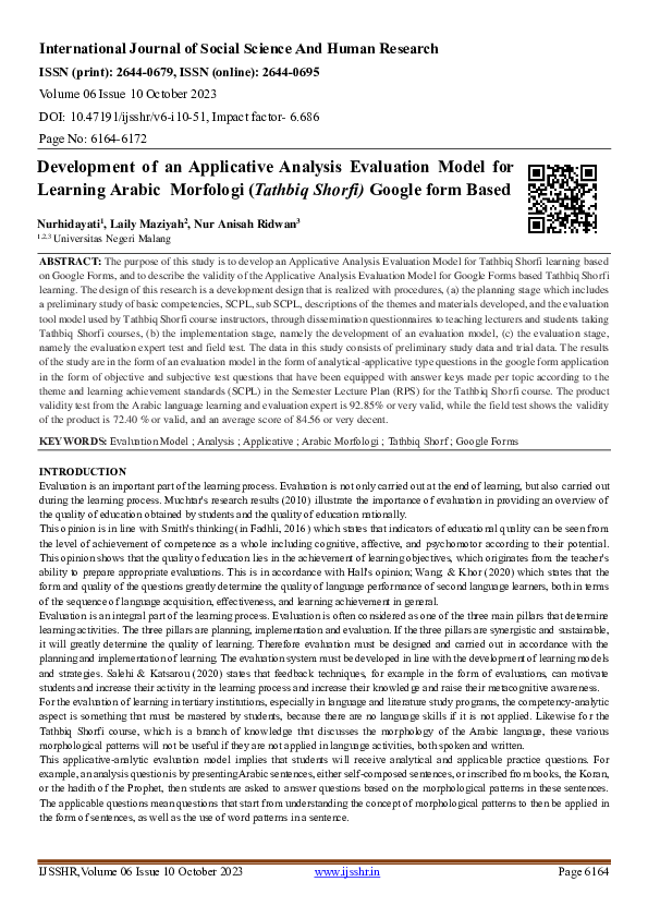 (PDF) Development of an Applicative Analysis Evaluation Model for ...