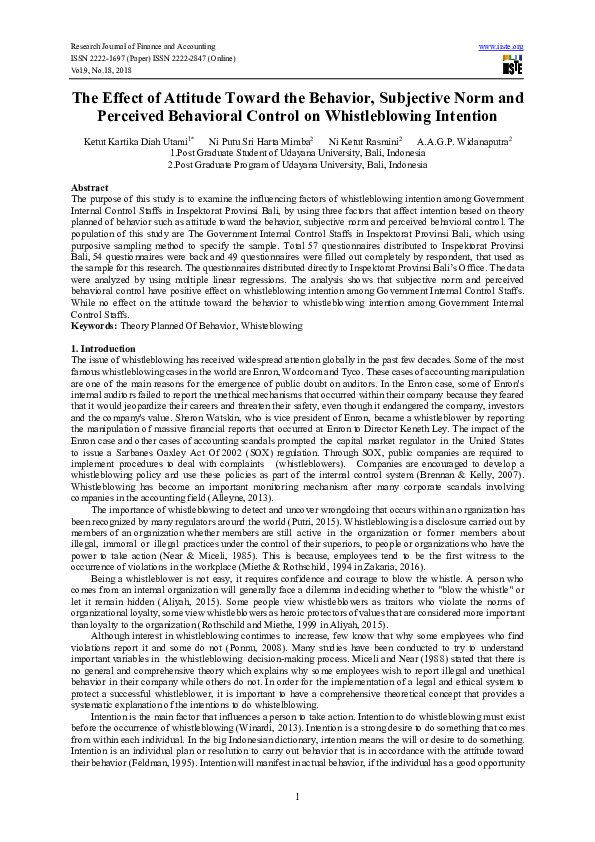 (PDF) The Effect of Attitude Toward the Behavior, Subjective Norm and ...