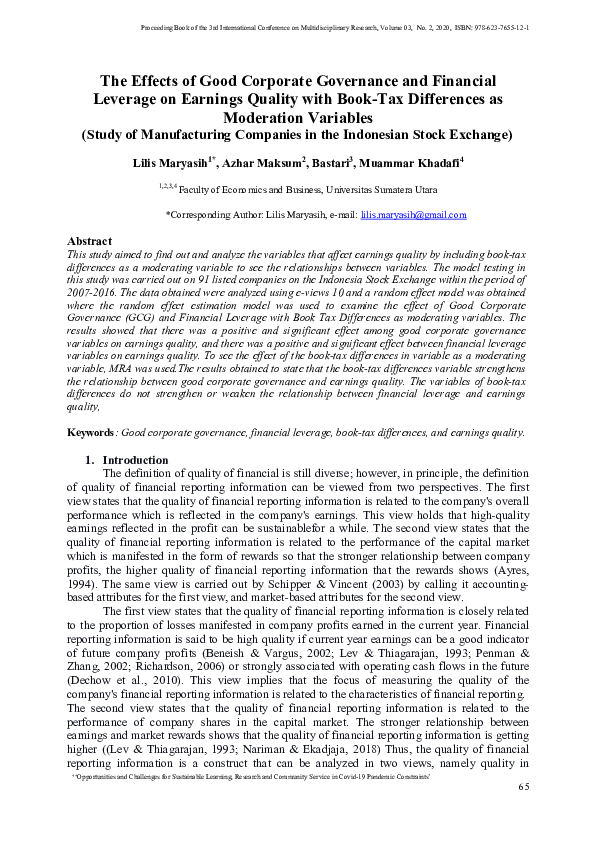 (PDF) The Effects of Good Corporate Governance and Financial Leverage ...