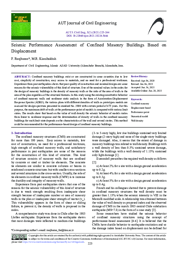 (PDF) Seismic Performance Assessment of Confined Masonry Buildings ...