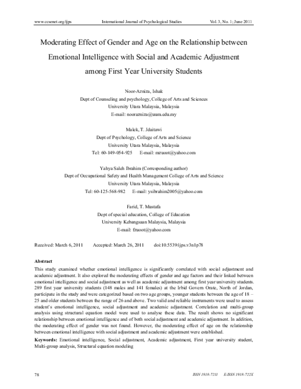 (PDF) Moderating Effect of Gender and Age on the Relationship between ...