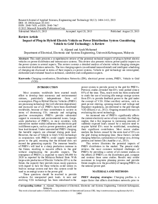 (PDF) Impact of Plug-in Hybrid Electric Vehicle on Power Distribution ...