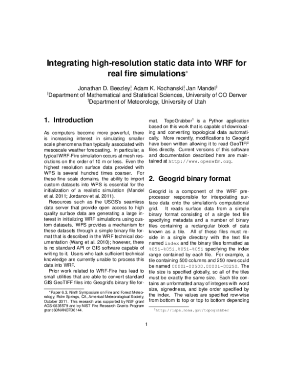 (PDF) Integrating high-resolution static data into WRF for real fire ...