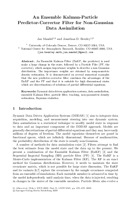 (PDF) An Ensemble Kalman-Particle Predictor-Corrector Filter for Non ...
