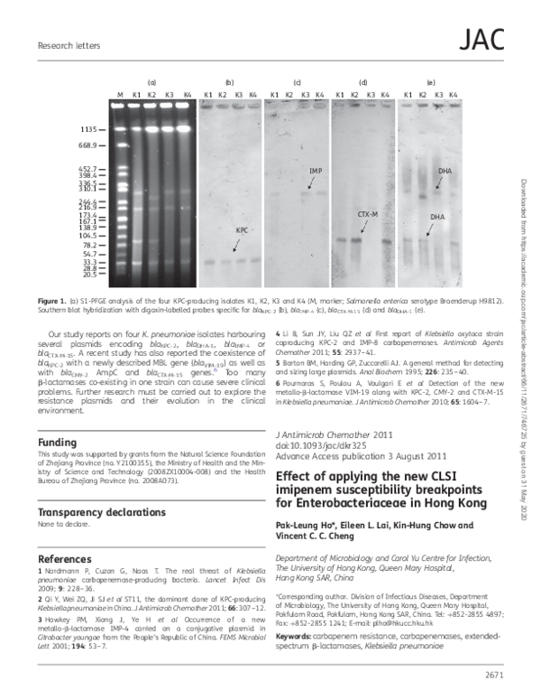 (PDF) Effect of applying the new CLSI imipenem susceptibility ...