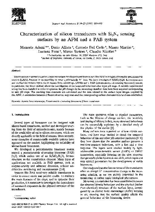 (PDF) Characterization of silicon transducers with Si3N4 sensing ...