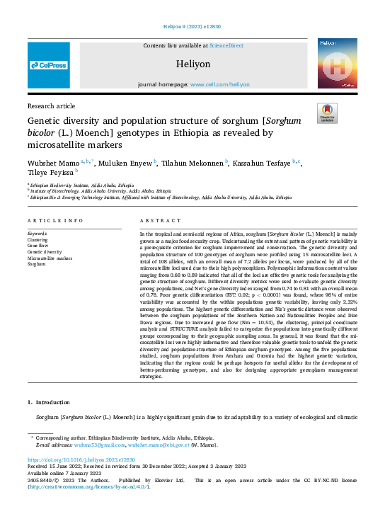 (PDF) Genetic diversity and population structure of sorghum [Sorghum ...