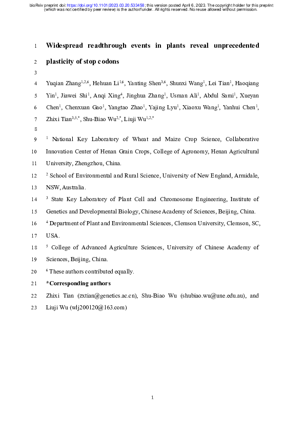 Widespread readthrough events in plants reveal unprecedented plasticity of stop codons