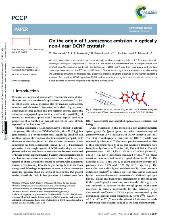 (PDF) On the origin of fluorescence emission in optically non-linear ...