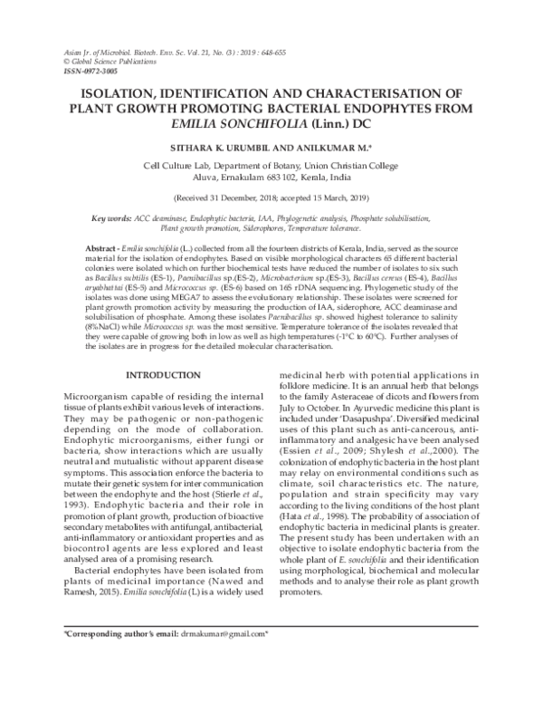 (PDF) ISOLATION, IDENTIFICATION AND CHARACTERISATION OF PLANT GROWTH ...