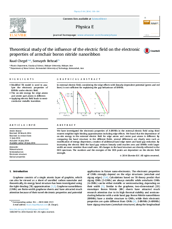 (PDF) A Theoretical Study of the Influence of the Electric Field and ...