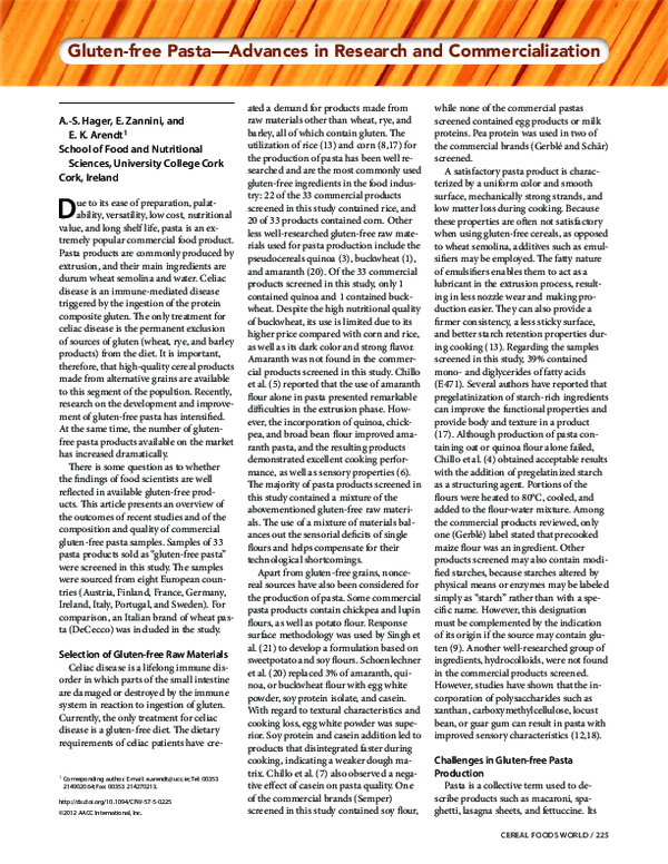 (PDF) Gluten-free Pasta—Advances in Research and Commercialization