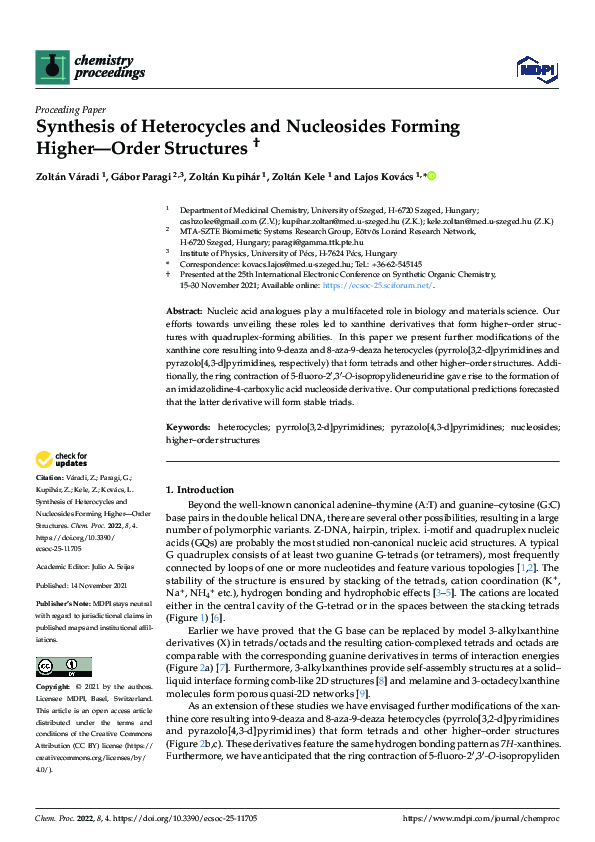 (PDF) Synthesis of Heterocycles and Nucleosides Forming Higher—Order ...
