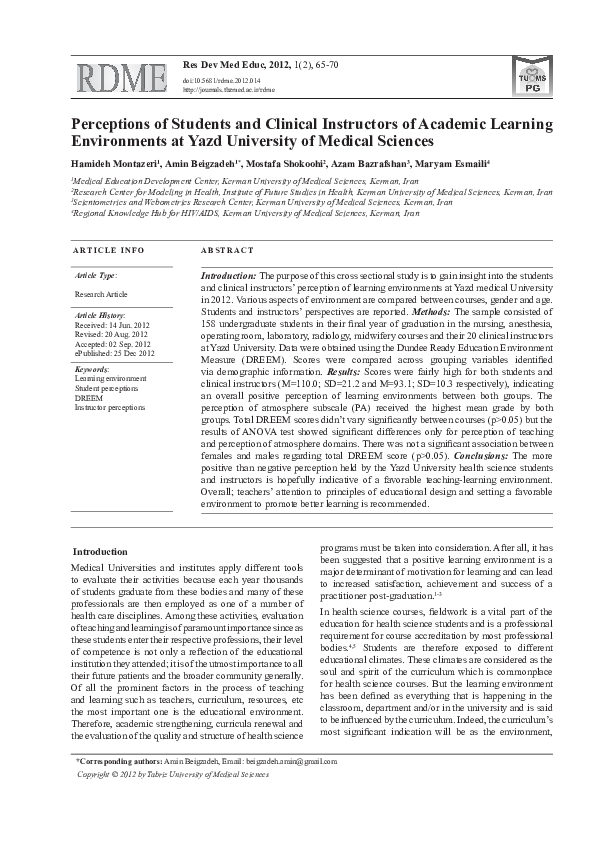 Photo inspiration: Picture Idea: Pdf Perceptions Of Students And Clinical Instructors Of Academic
