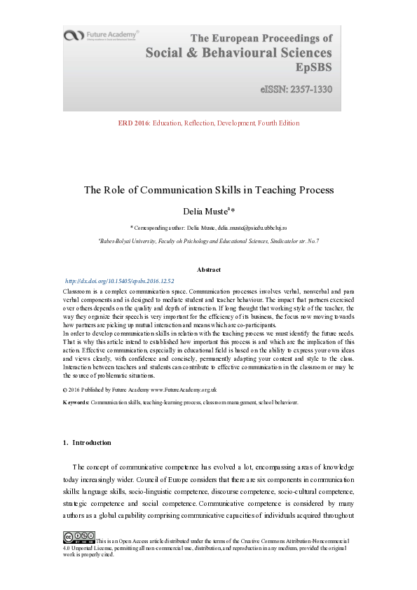 (PDF) The Role of Communication Skills in Teaching Process