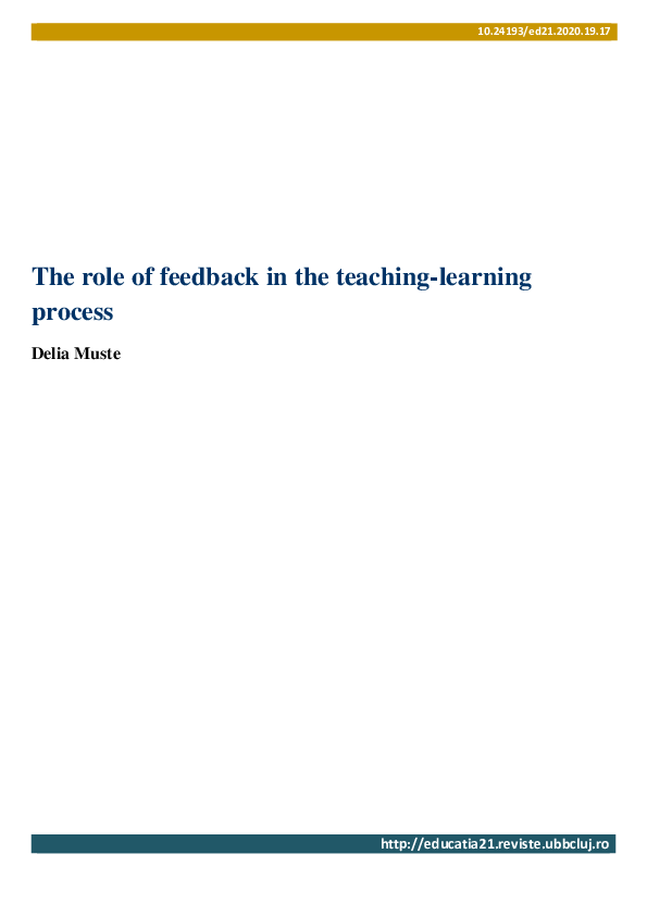 (PDF) The role of feedback in the teaching-learning process
