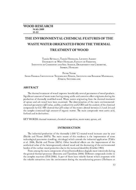 (PDF) The environmental chemical features of the waste water originated ...