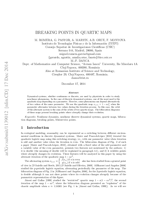 (PDF) Breaking Points in Quartic Maps