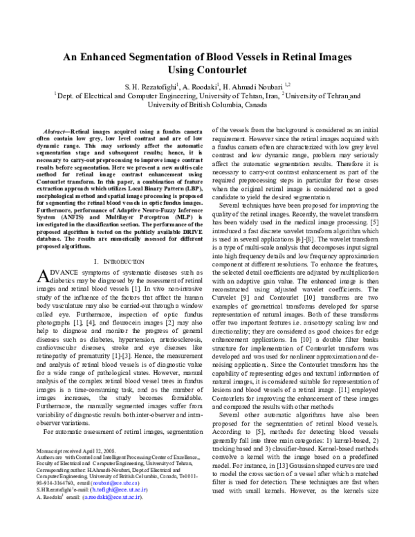(PDF) An enhanced segmentation of blood vessels in retinal images using ...