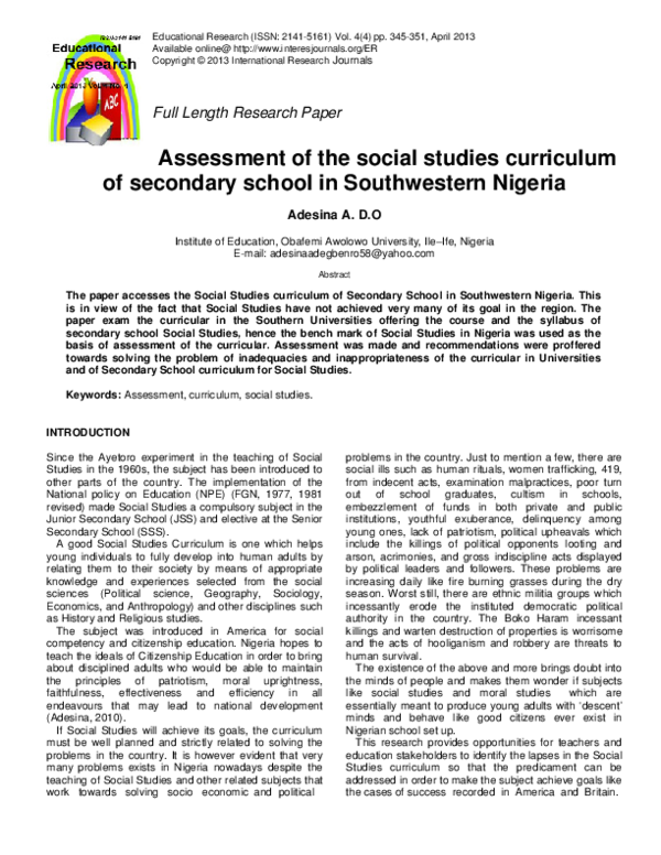 Nigerian Social Studies Pdf _ Nigerian Journal of Social Studies – VBDEQ