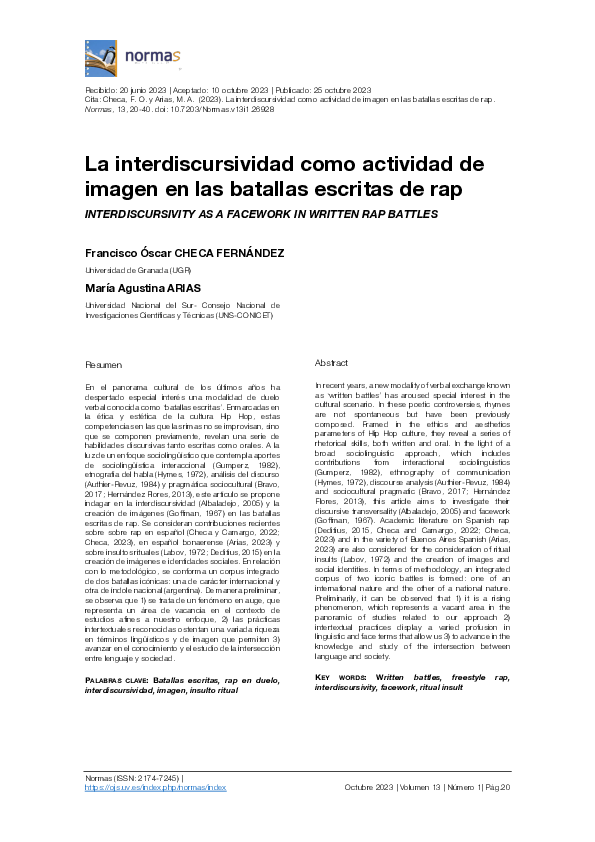 (PDF) La interdiscursividad como actividad de imagen en las batallas ...
