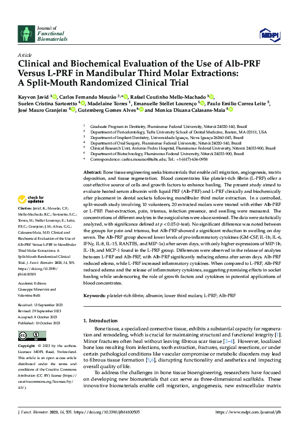 (PDF) Clinical and Biochemical Evaluation of the Use of Alb-PRF versus ...