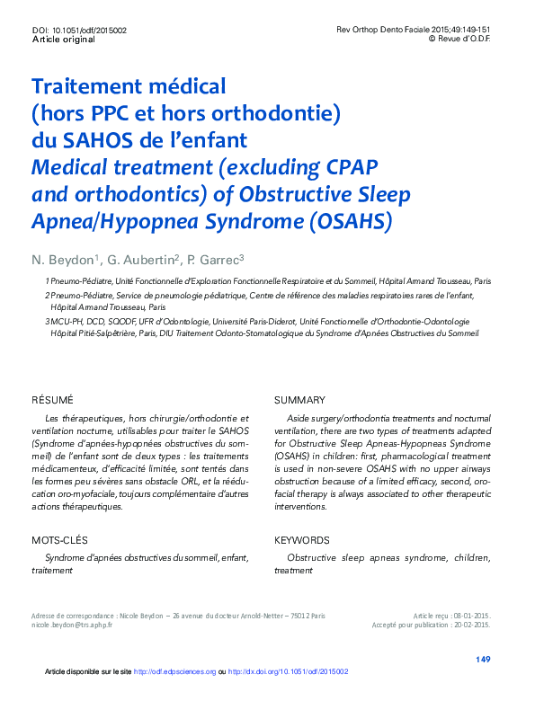 (PDF) Traitement médical (hors PPC et hors orthodontie) du SAHOS de l ...