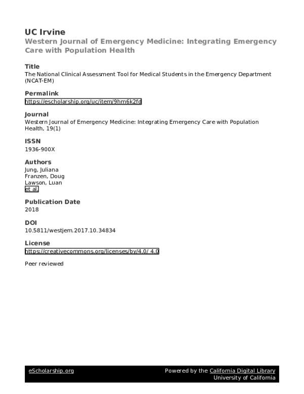 (PDF) The National Clinical Assessment Tool for Medical Students in the ...