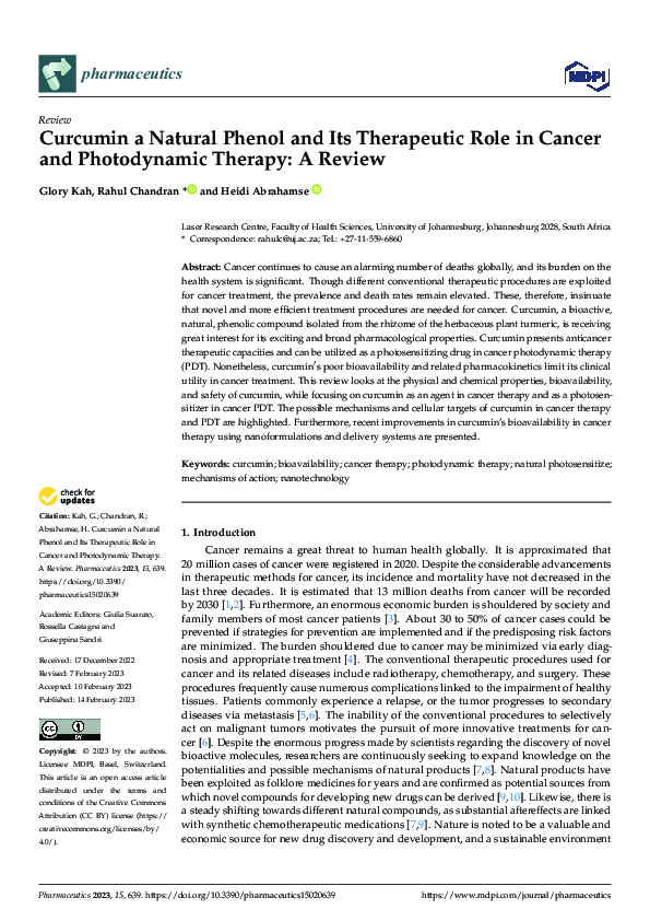 (PDF) Curcumin a Natural Phenol and Its Therapeutic Role in Cancer and ...