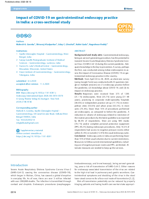 (PDF) Impact of COVID-19 on gastrointestinal endoscopy practice in ...