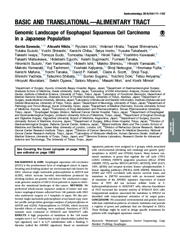 (PDF) Genomic Landscape of Esophageal Squamous Cell Carcinoma in a ...