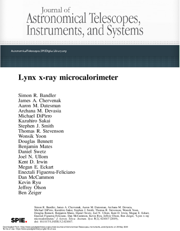 (PDF) The Lynx X-ray Microcalorimeter