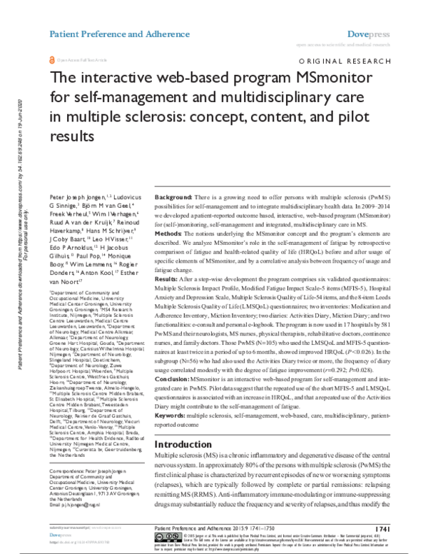 (PDF) The interactive web-based program MSmonitor for self-management ...
