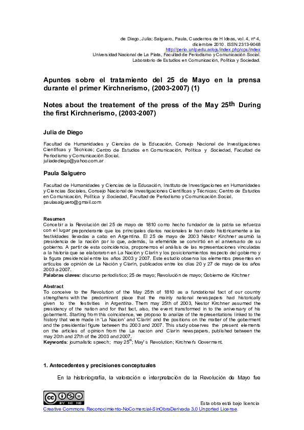 (PDF) Apuntes sobre el tratamiento del 25 de Mayo en la prensa durante ...