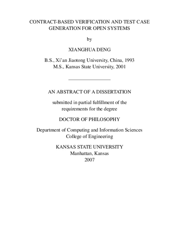 (PDF) Contract-based verification and test case generation for open systems
