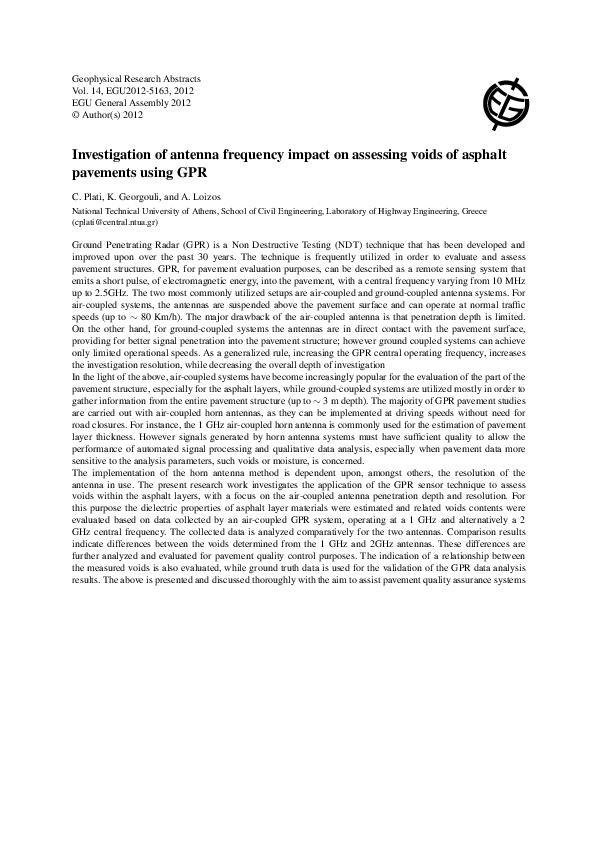 (PDF) Investigation of antenna frequency impact on assessing voids of