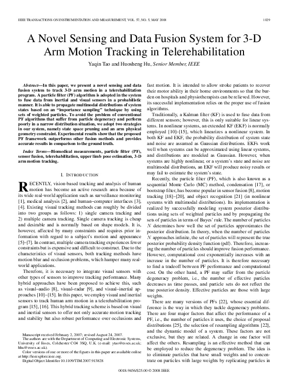 (PDF) A Novel Sensing and Data Fusion System for 3-D Arm Motion ...