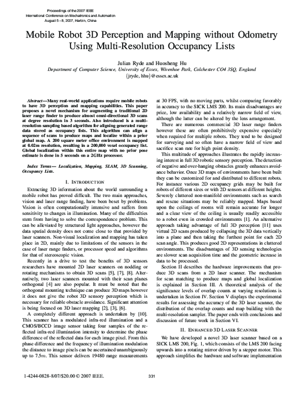 (PDF) Mobile Robot 3D Perception and Mapping without Odometry Using ...