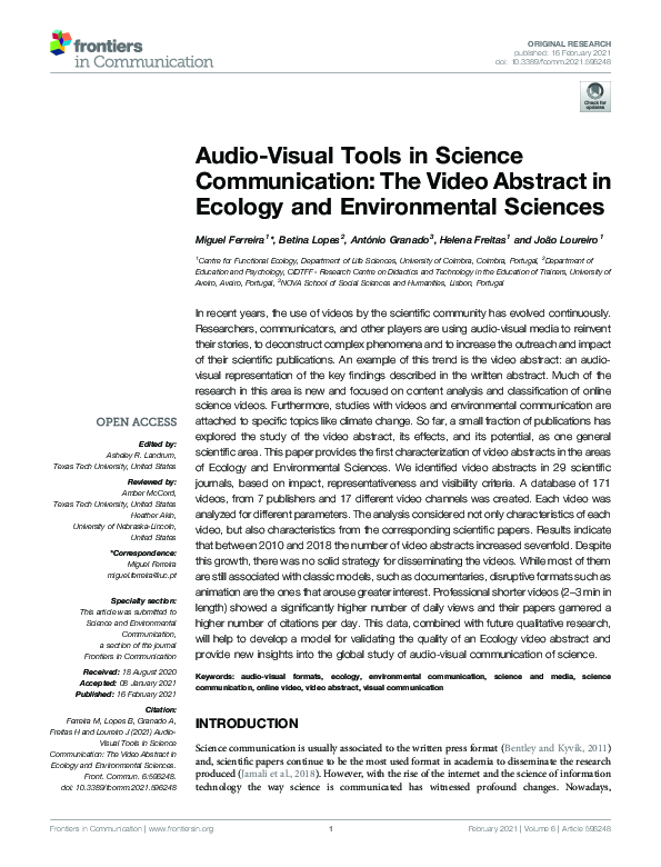 (PDF) Audio-Visual Tools in Science Communication: The Video Abstract ...