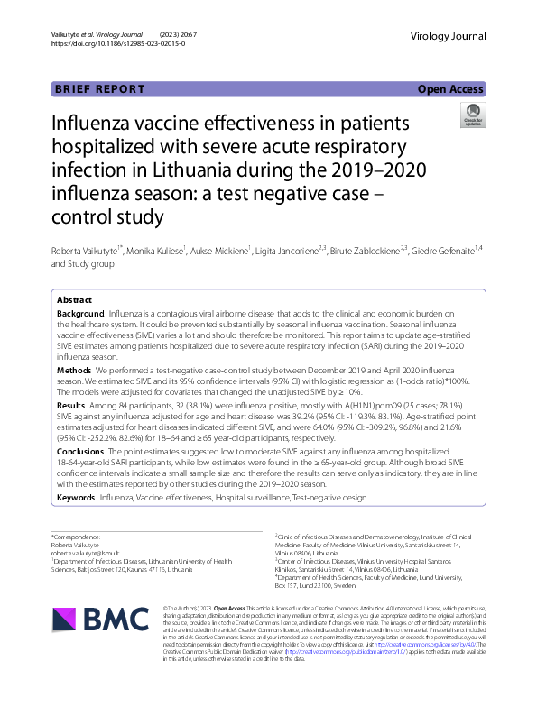 (PDF) Influenza vaccine effectiveness in patients hospitalized with ...