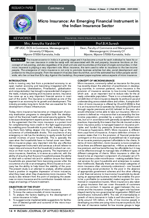 (PDF) Micro Insurance: An Emerging Financial Instrument in the Indian ...