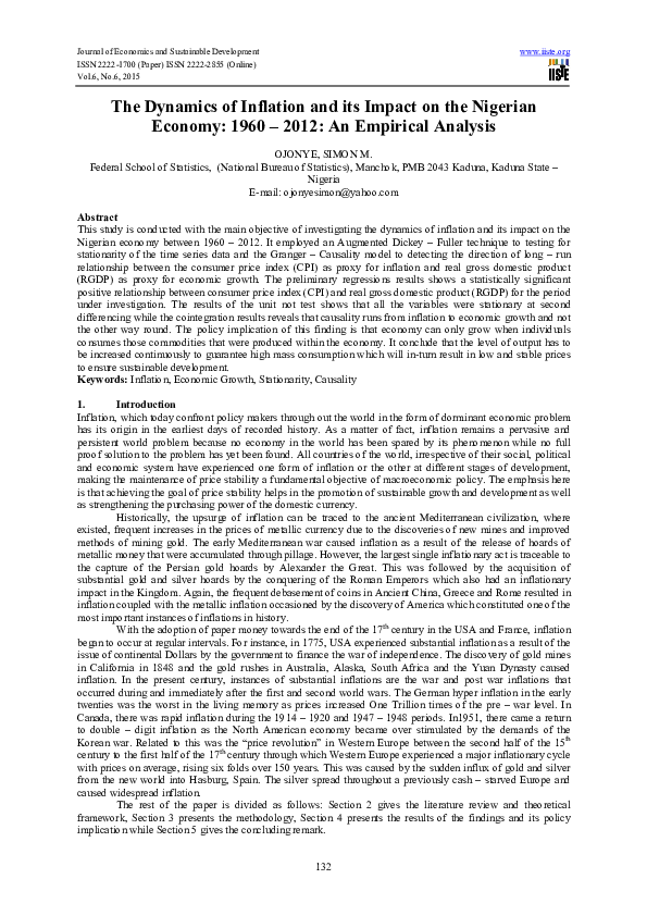 (PDF) The Dynamics of Inflation and its Impact on the Nigerian Economy ...
