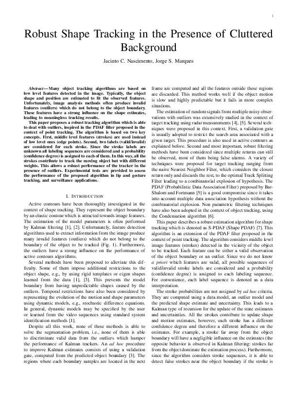 (PDF) Robust Shape Tracking in the Presence of Cluttered Background ...