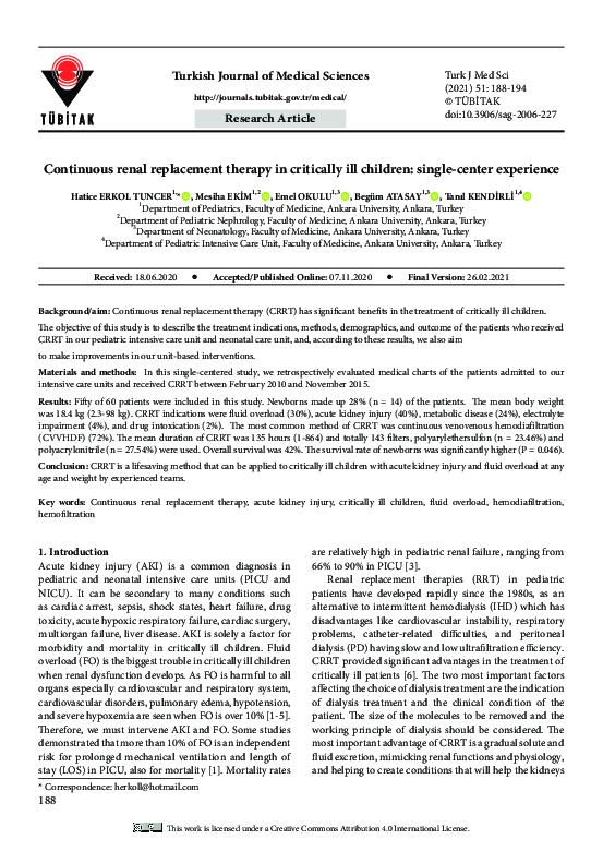 (PDF) Continuous renal replacement therapy in critically ill children ...