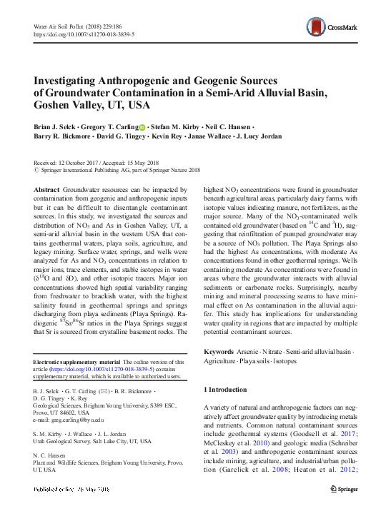 (PDF) Investigating Anthropogenic and Geogenic Sources of Groundwater ...